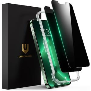 UNBREAKcable Privacy Screen Protector for iPhone 13 Pro Max/iPhone 14 Plus, Shatterproof Tempered Glass [True 28°Anti Spy] [9H Hardness] [Easy Installation Frame] Private Protector - 2 Pack