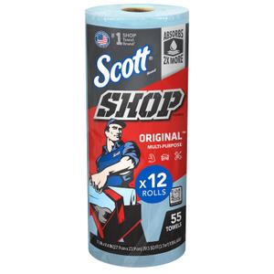 Scott Shop Original Blue Towels (75130), 9.4"x11" Cloth-like Paper Towel (30 Rolls of 55 Sheets, 1,650 Sheet Total)