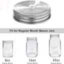 6pcs Pack 304 Stainless Steel Regular Mouth Mason Jar Lids with Straw Hole, Silicone Seals, Including 6pcs Stainless Steel Straws and 1pcs Cleaning Brush, Compatible with Ball & Kerr Mason Jars
