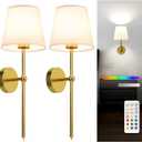 Abovizo Battery Operated Wall Sconce Set of Two, 12 Colors Wireless Wall Sconces with Remote Control, 5200mAh Rechargeable Wall Light for Bedroom Living Room Hallway