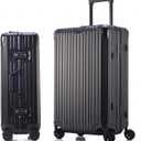 HotWay 20 Inch All Aluminum Carry On Luggage with Wheels, Hard Shell Zipperless Suitcase with TSA Locks, Black Travel Luggage (22x14x9 Airline Approved)