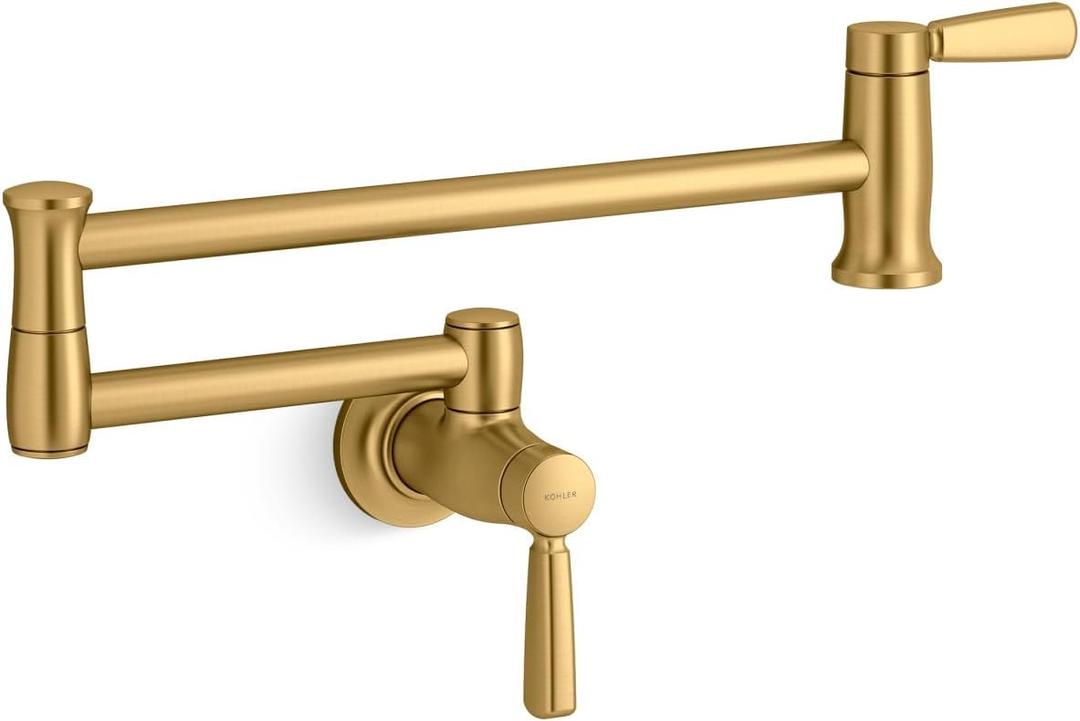 KOHLER 35744-2MB Traditional Style Wall-Mount Pot Filler Kitchen Faucets, Vibrant Brushed Moderne Brass