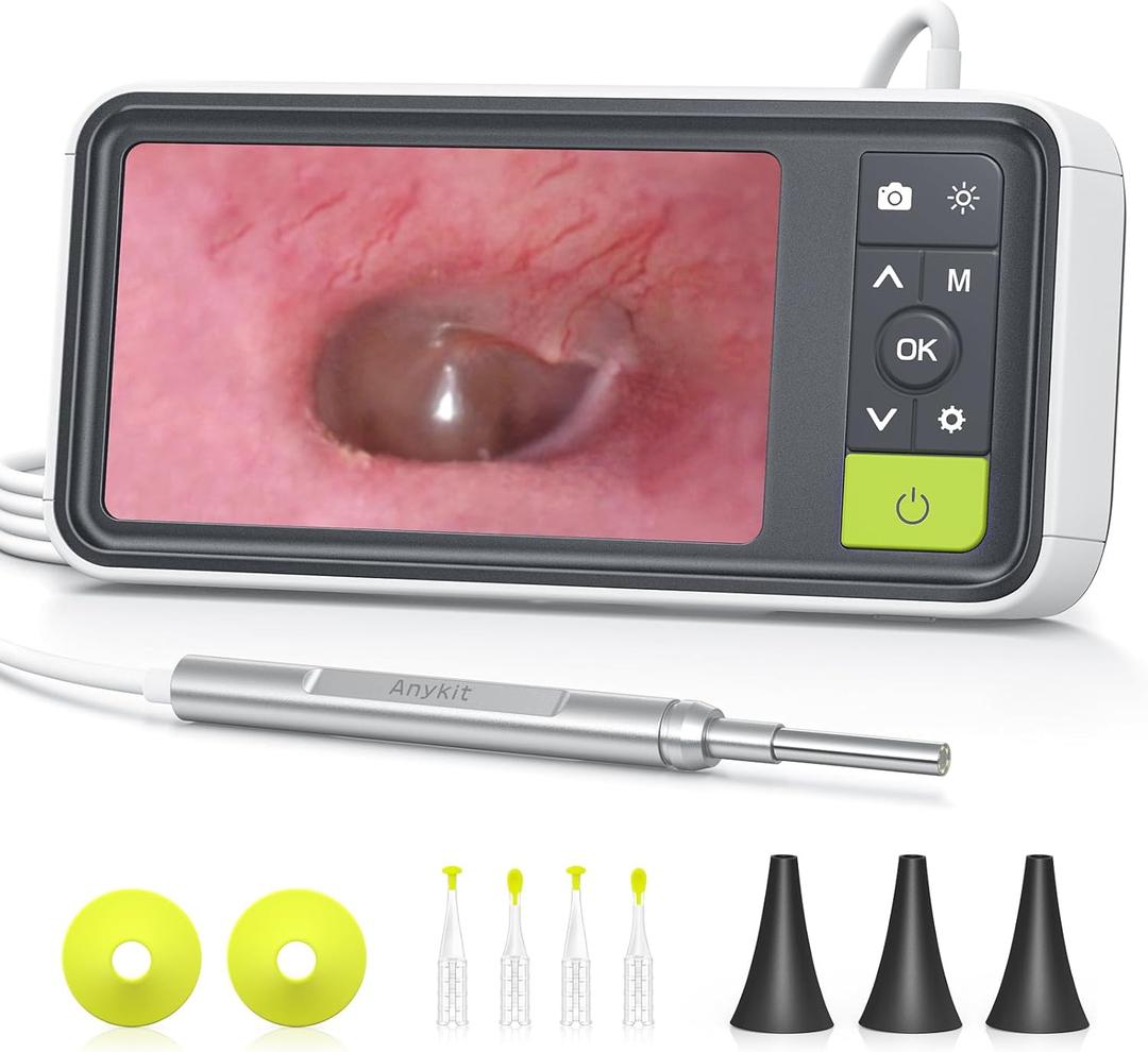 Anykit Digital Otoscope with Gyroscope, 4.5 Inches Screen, 3.9mm Ear Scope Camera with 6 Lights, Ear Wax Removal Tool, 32GB Card, Supports Photo Snap and Video Recording (Green)