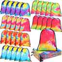 Zhengmy Tie Dye Party Favor Bags 10 x 7 Inch Candy Goodies Treat Bags Drawstring Colorful Birthday Gift for Tie Dye Supplies Beach Party(32 Pack,Graffiti Style)