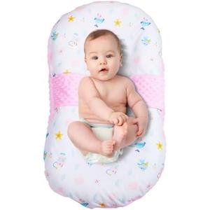 Baby Lounger for Newborns and Infants, Portable Co-Sleeping Bed with Pillow & Foot Rest - 100% Cotton, Snug, Travel-Friendly, Breathable Fabric, Ideal for Cribs & Floor - Sprinta (Cotton Comfort)