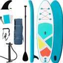 Inflatable Stand-Up Paddle Boards for Adults, QILEBA 10ft Extra Wide Stable Inflatable Yoga Paddleboard with Durable SUP Accessories, Fins, Adjustable Paddle, Pump, Leash, Ultra-Light Non-Slip Deck