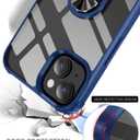 Ring Kickstand Clear Phone Case for iPhone 15 (6.1 Inch),Drop Protection Slim Protective Shell Cover,Flexible Bumper + Hard Back + Ring Stand Fits Magnetic Car Mount,Blue
