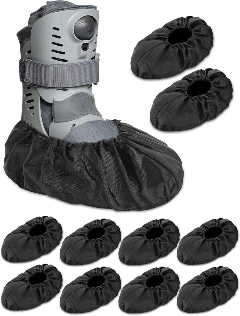 Janmercy 10 Pcs Fracture Walking Boot Cover Recovery Shoes Covers Waterproof Rain for Walking Boot Brace Orthopedic Cover with Rubber Sole Reusable (Large)
