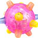 Jumping Activation Ball with Colorful Flashing Led Light and Music, Automatically Bouncing Ball Suitable for Dogs Playing Indoors and Outdoors (Red)