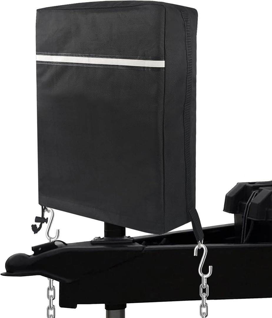 Electric Tongue Jack Cover for RV, Trailer, Camper, 900D Heavy Duty Waterproof Oxford Cloth with Reflective Strips, 14.8"H x 5.5"W x 10"D, Black
