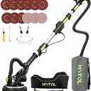 MYTOL Drywall Sander, 7.2A Electric Drywall Sander with Vacuum Dust Collection, LED Light, 6 Variable Speed Digital Display 900-1800RPM, Foldable & Extendable Handle