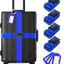 8 Pack Luggage Straps and Tags Set (4 Straps, 4 Tags), Luggage Straps for Suitcases TSA Approved Suitcase Belt Luggage Tags, Blue, 72 inches x 2 inches