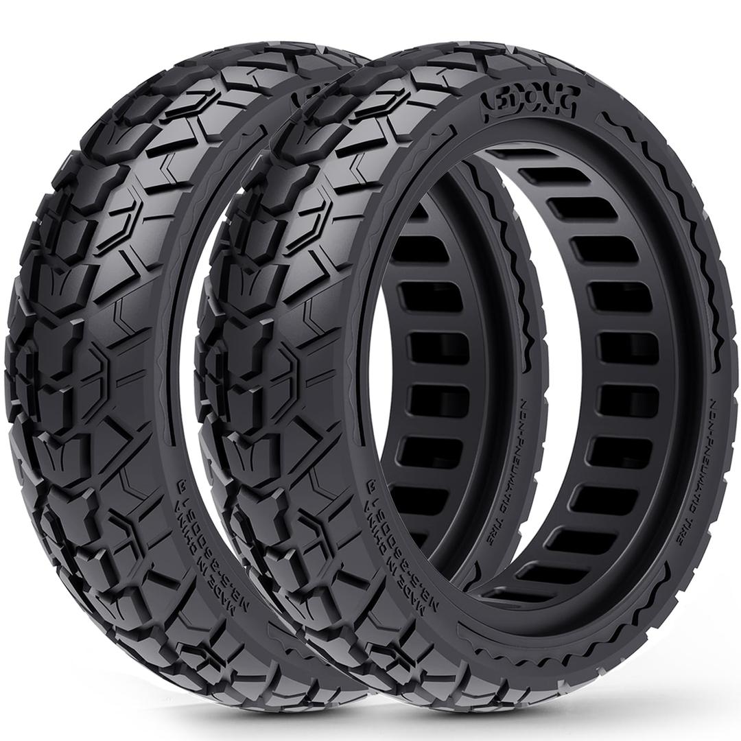 BABEJIA 10x2.5 Scooter Tires 2-Pack Tubeless - 60/70-6.5 Airless Off-Road Replacement for Segway Ninebot Max G30/G2, Gotrax G6/G5/G MAX/ECLIPSE