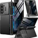 BERFY for Samsung Galaxy Z Fold 6 Case with Privacy Screen Protector, [2 Invisible Kickstand]Built-in S Pen Holder and Slide Camera Cover, [Anti Spy]Full-Body Shockproof Phone Case for Z Fold 6, Black