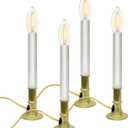 4 Pack Electric Window Candles with Sensor Dusk to Dawn, Plug in LED Christmas Candles with Ivory White Cord, 9 Inch Warm White Window Candle Lights for Home Holiday Decorations, UL Listed