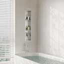 Qeke Stainless Steel Shower Niche 8" X 36", No Tile Needed Wall Niche Three-Tier, Recessed Shower Shelf for Bathroom Storage, Brushed Nickel