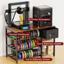 3D Printer Stand with Filament Storage Rack, 3D Printer Table with Power Outlet, 3-Tier Filament Holder with Drawer, 3D Printer Filament Stand Organized for Office Workshop Studio Office