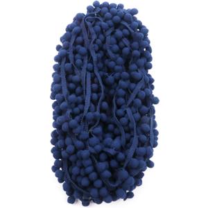 YYCRAFT 10 Yards Ball Fringe 1" Wide Pom Pom Trim Ribbon Sewing(Pom Size 15mm, Navy)