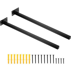 uxcell Floating Shelf Bracket,2 Pack 20 Inch Iron Hidden Wall Mounted Shelf Supports with Screws and Expansion Tube for Wood Shelves, Hanging in Office, Living Room (Black)