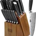 HOSHANHO 16-Piece Knife Set with Block, Ultra Sharp High Carbon Powder Steel Knife Block Set, Chef Knife Set Professional Kitchen Knives Set with Sharpener and Pakkawood Handle