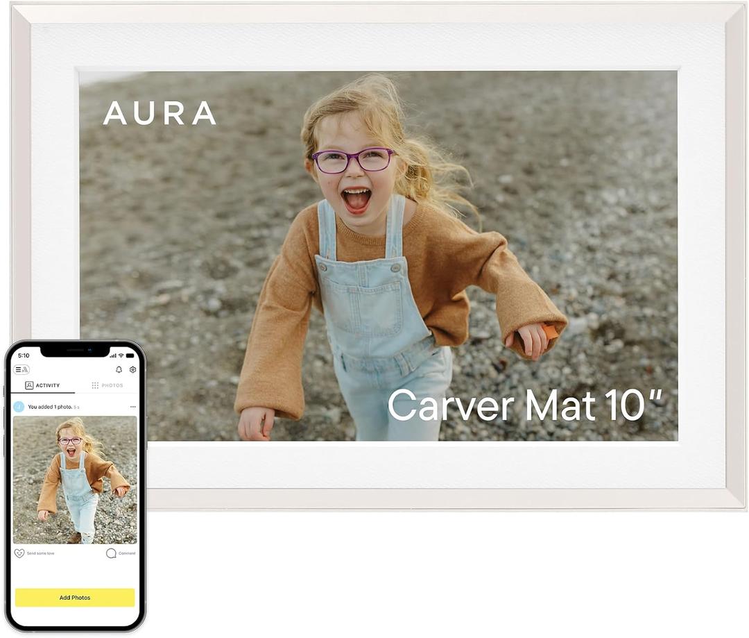 Aura Carver 10.1" WiFi Digital Picture Frame | The Best Digital Frame for Gifting | Text Photos Directly to Your Frame from Anywhere | Free Unlimited Storage | No Subscription Fees, No Ads (10"" - Clay with White Mat")