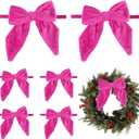 AIMUDI Hot Pink Bows 5''6'' Christmas Bows for Gift Wrapping Fuchsia Present Bows Fur Bows for Christmas Trees Fireplaces Wreaths Crafts Home Outdoor Winter Decoration, 12 PCs