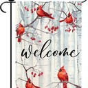PIPISASA Welcome Winter Cardinal Holiday Christmas Garden Flag for Outside Pine Trees Red Cardinal Birds Seasonal Flag 12x18 Double Sided Farmhouse Small Yard Flags for Outdoor Yard Lawn Decoration, Pack of 4