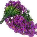 14 Bundles Artificial Flowers Outdoor Plastic Fake Plants Indoor Faux Flowers Garden Patio Porch Window Box Decorating, No Include vase (Purple)