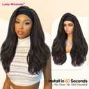 LADY MIRANDA 26 Inch Yaki Wavy Headband Wig for Black Women Kinky Straight Half Wig with Layered Blowout Texture Glueless Wear and Go Synthetic Wig Natural-Looking Headband Wigs for Black Women P1B/30