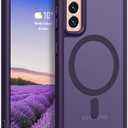 Rayboen for Samsung Galaxy S21 Case, Compatible with Magsafe, Translucent Frosted Silky Durable Shockproof Magnetic Phone Cover for Samsung S21 5G with Anti-Scratch Hard PC Back, Matte Purple
