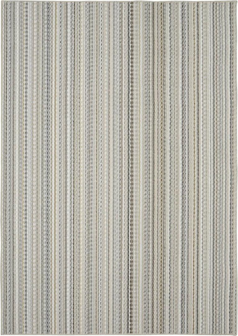 Garland Rug Carnival Stripe Non-Slip Recycled 6' x 9' Random Earthtone Stripes Area Rug  Modern, Stain-Resistant, Ideal for Living Rooms & High-Traffic Areas (Assorted Earth Tones (Colors Will Vary))