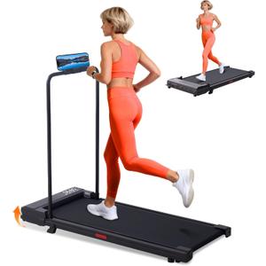 Walking Pad Treadmill with Handle Bar, Portable Small Treadmill for Home, 2026 Upgrade Compact Walking Treadmill with Handles, 3.0HP Under Desk Treadmills for Exercising, 0.6-7.6MPH, 350LBS