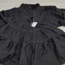 Womens Shirt Dress 3/4 Sleeve Ruffle Mini Dress Half Zipped V Neck Collared A Line Casual Dresses with Pockets Small