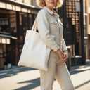MOLOVA 1-200 Pack Premium Canvas Reusable Tote Gift Bags,Made of Natural Canvas with Handle,Work,DIY,Shopping(1 Pack)