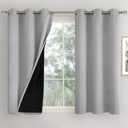 QUEMAS Short Blackout Curtains for Bedroom 45 Inch Length 2 Panels Set, Thermal Insulated Sun Blocking Soundproof Grommet Window Curtains with Thick Black Liner, Each 42 Inch Wide, Light Grey