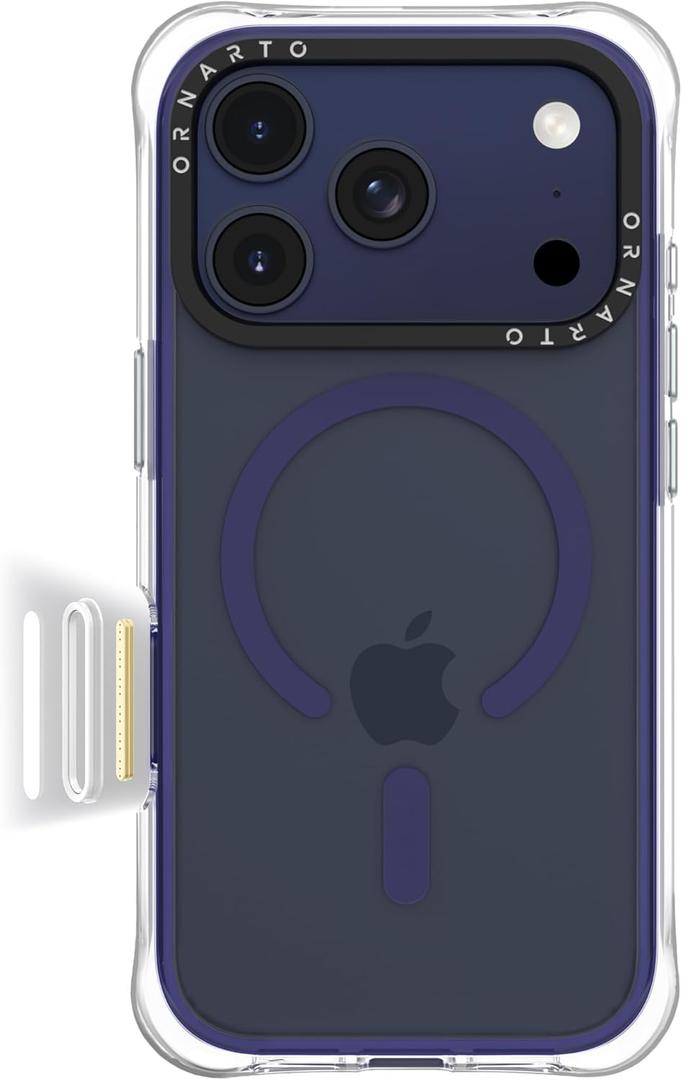 ORNARTO Air Case for iPhone 17 Pro Max Clear | Military-Grade Drop Protection | Camera Control Button | Compatible with MagSafe | Built-in Air Phone Cover - Deep Blue