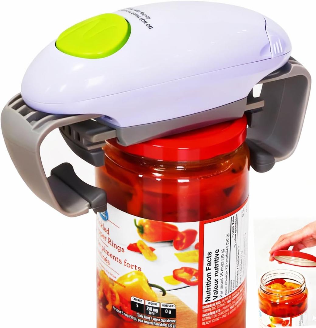 Electric Jar Opener for Arthritis Hands, Automatic Glass Jar Opener for Seniors, Bottle Opener for Weak Hands RA Suffers, Powerful Kitchen Gaget Suitable for Different Sizes of Jars