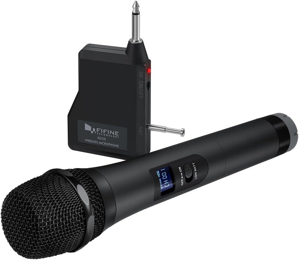 Wireless Microphone, Handheld Dynamic Microphone Wireless mic System for Karaoke Nights and House Parties to Have Fun Over The Mixer, PA System, Speakers-Fifine Technology K025