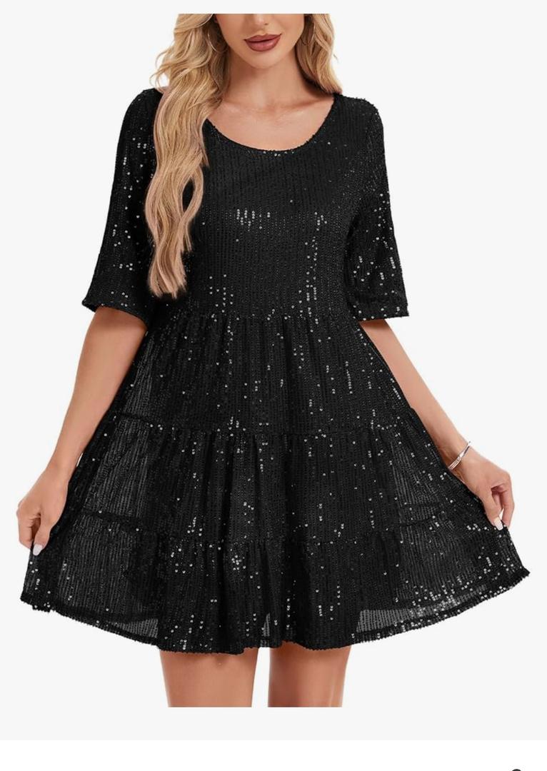 Women Sequin Dress Sexy Sparkly Glitter Minidress Pleated Night Out Party Disco Casual Tunic Cute Short Dresses, Small