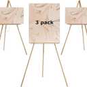 DJar Prelude Gold Wooden Easel Stand for Sign, Tripod Easel for Wedding Sign tand, Welcome Board, Poster, Picture, Canvas Art Easel Floor with Tray for Display & Painting (2 Pack)