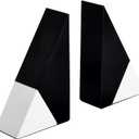 Juvale Marble Bookends - 1.8 x 3.8 x 6 in, Black & White, Set of 2 - Modern Decorative Stone Bookends for Shelves & Heavy Books