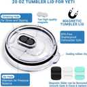 20 oz Tumbler Lid for YETI,2 Pack Tumbler Lids & 3 Pack Magnetic Slider, 20 oz Replacement Lid, Magnetic Slider Replacement for Yeti,Magslider Lid,10/24 Oz Mug &10 Oz Lowball,BPA Free
