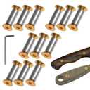 12 Packs Knife Handle Screws Rivets Bolts Fasteners, Gold Hex Flat Head Screws for Knife Blade Fixing (17.2mm,for 5mm knives handle hole)