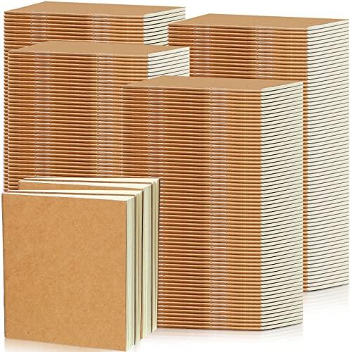 Thenshop 300 Pack Mini Notebooks Bulk Small Notepad Unlined Journals Pocket Blank Sketchbooks Kids Students Gifts Back to School Supplies 4 x 4 Inch 24 Sheets(Kraft)