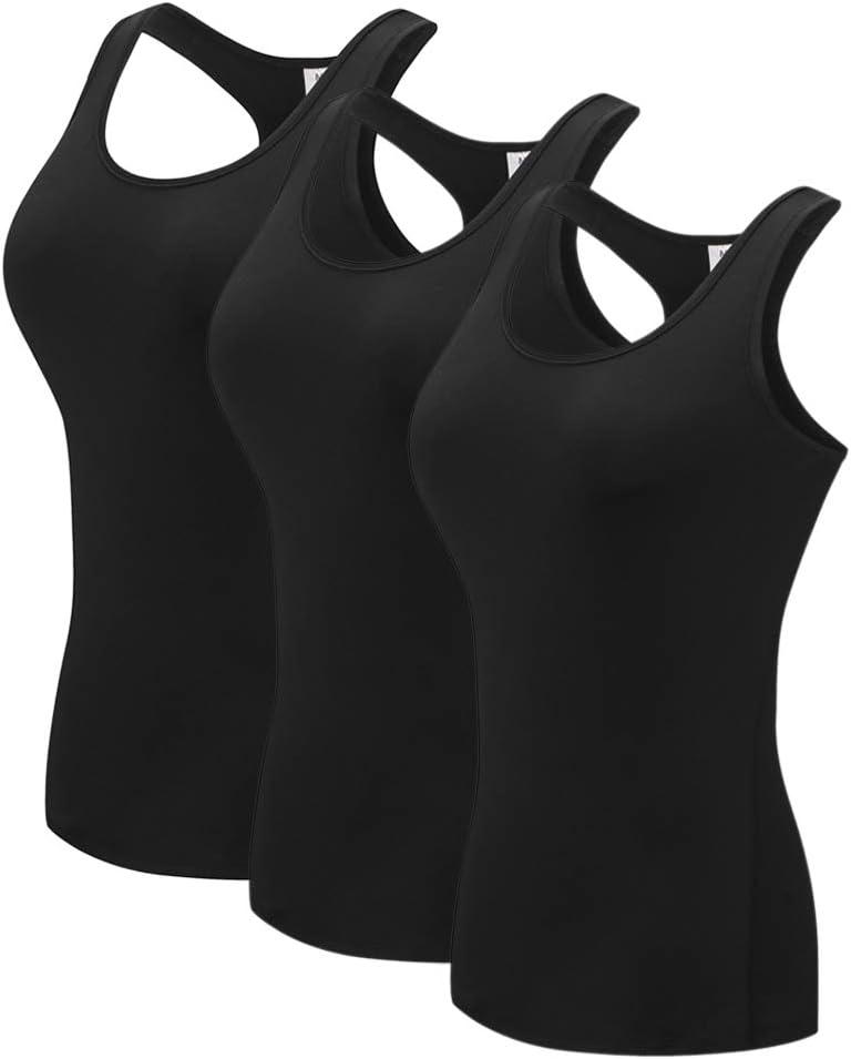 TAISIM Women's Racerback Athletic Workout Running Yoga Tank Tops (Medium, Black,black,black)