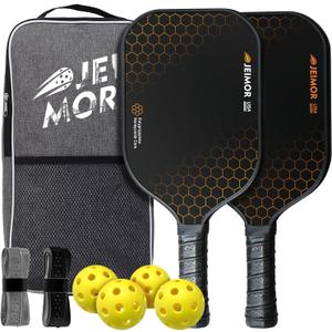 Pickleball Paddles Set of 2, USAPA Fiberglass, 4 Balls & Carry Bag | For beginner to intermediate players, balanced spin & control, suitable for outdoor play, professional pickleball set