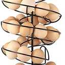 QUTREY Black Metal Egg Skelter with Storage Basket, Spiral Design Egg Holder for Large Egg for Countertop, Kitchen