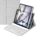 Bettdow Keyboard Case for iPad Air 13 inch M3 2025/M2 2024,iPad Pro 12.9 inch 6th/5th/4th/3rd Gen,360 Rotating Case and Magnetic Detachable Keyboard with Pencil Holder,Portrait/Landscape Modes-Grey