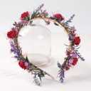 Women's Red Flower Crown Headband - Lace and Foam Hairband with Rose Floral Decoration, Suitable for Weddings, Parties, and Everyday Wear for Women