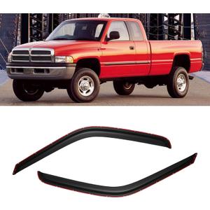in-Channel Window Visor for 1994-2001 Dodge Ram 1500, 1994-2002 Dodge Ram 2500/3500 Pickup (Excludes Towing Mirror), Rain Guards Shields Vent Deflector Shade Wind Dark Smoke, 2PCS